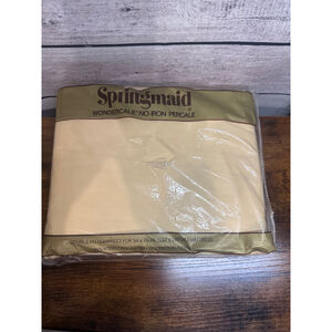 VINTAGE SPRINGMAID WONDERCALE NO IRON PERCALE DOUBLE FITTED SHEET‎ NIP